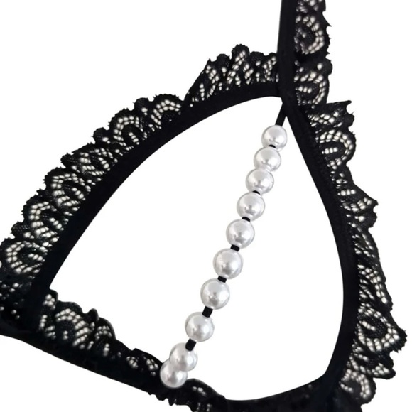 SEXY Pearls Beaded Lace Cut-out Lingerie Set *NEW* - Picture 6 of 6